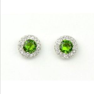 14k Solid White Gold CZ Stud Earrings